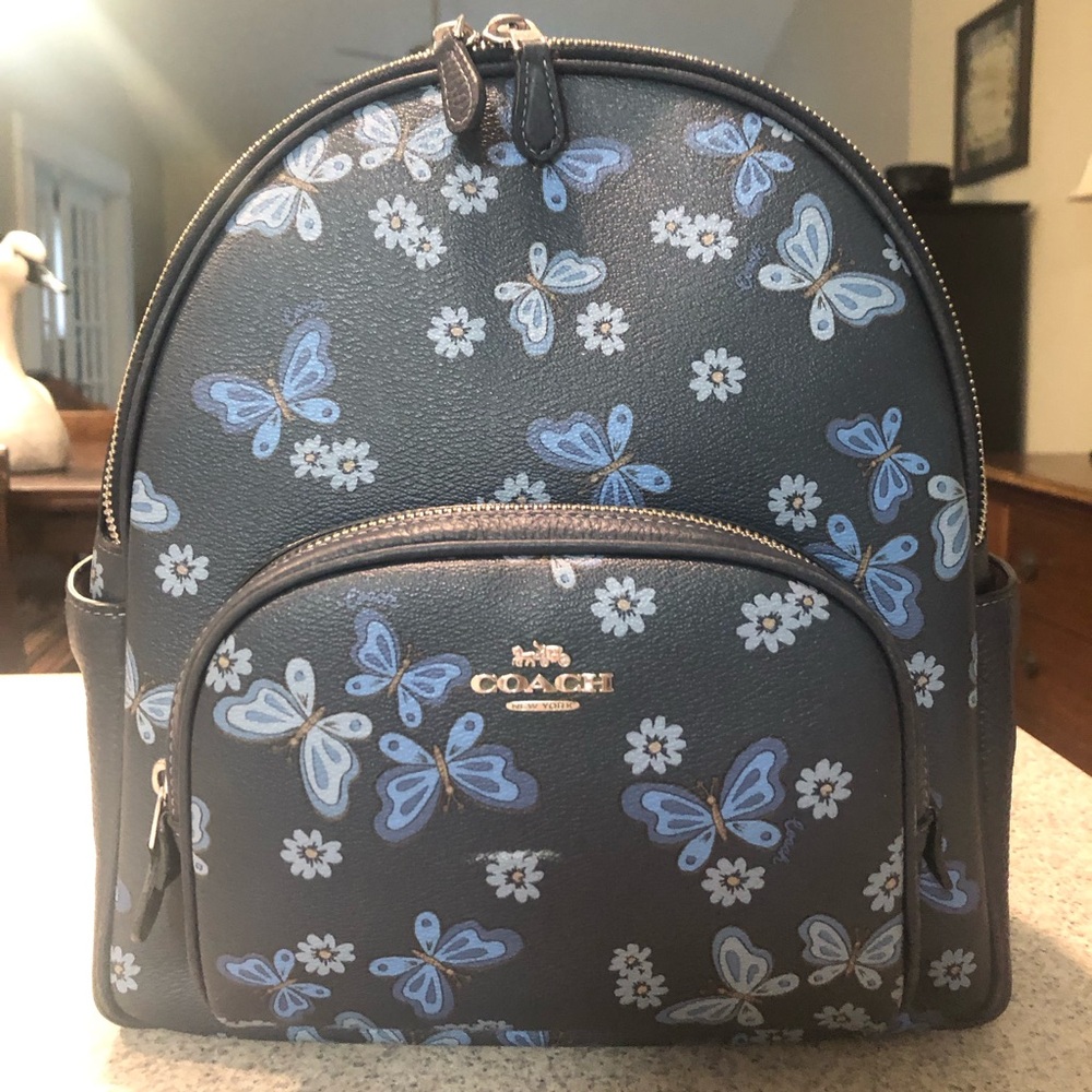 Final price. Coach Blue Butterfly Print Backpack. Like new!